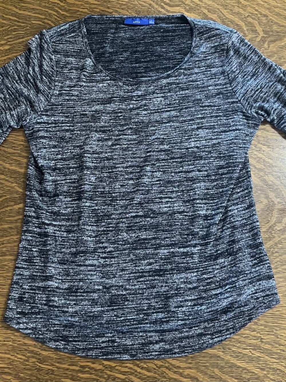 APT.9 Size Large Women’s Black & Gray 3/4 Sleeve Top Blouse